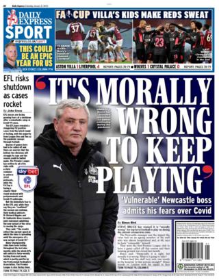 The back page of Saturday's Daily Express