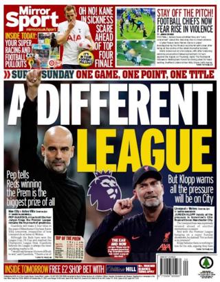 The back page of The Mirror