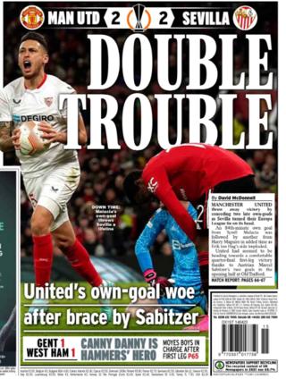 Express back page: 'Double trouble'