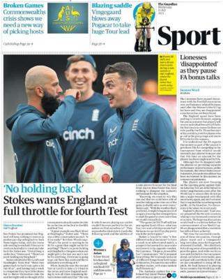 The back page of the Guardian