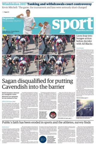 Wednesday's Guardian back page