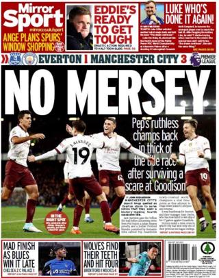 Back page of the Daily Mirror