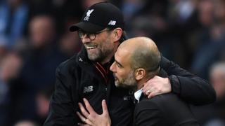 Liverpool boss Jurgen Klopp and Man City manager Pep Guardiola