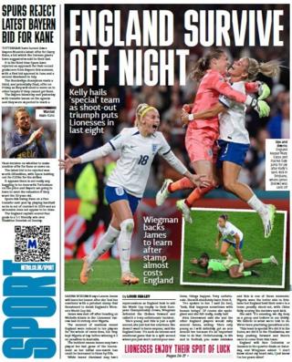 The back page of the Metro