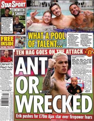 The back page of the Daily Star on 23 July 2022