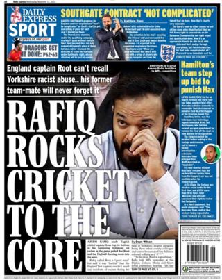 The back page of Wednesday's Daily Express