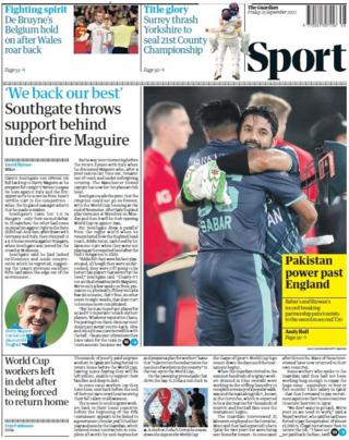 The back page of the Guardian