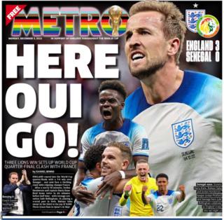 Front page of the Metro on 5 December 2022