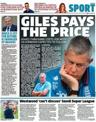 Thursday's Metro back page