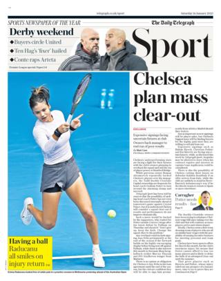 The Saturdays Telegraph main sports page