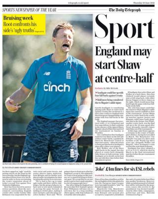 Thursday's Daily Telegraph