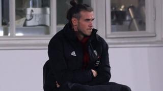 Gareth Bale on touchline after going off