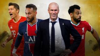 Robert Lewandowski, Neymar, Zinedine Zidane and Mohamed Salah