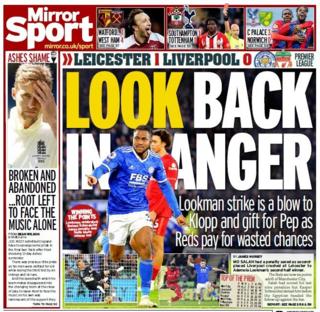 The back page of the Daily Mirror