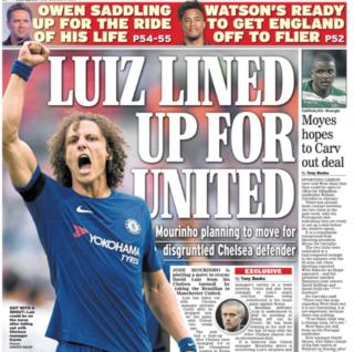 The Daily Express lead on David Luiz being sought by Manchester United