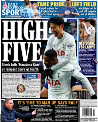 Back page of the Daily Mirror on 4 April 2022