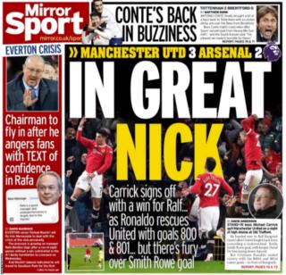 Back page of the Daily Mirror on 3 December 2021