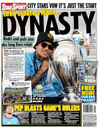 Monday's Star back page with the headline 'let's create a Manc dynasty'