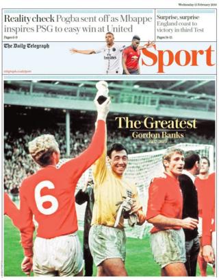Telegraph back page on Wednesday