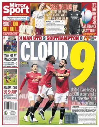 Wednesday's back pages - Cloud nine