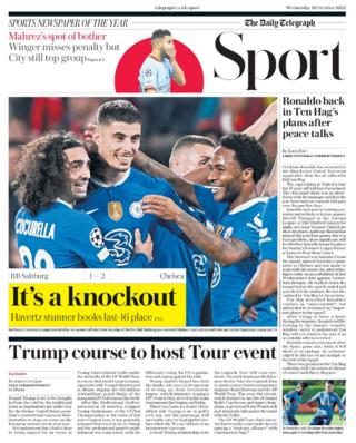 Wednesday's Telegraph back page: It's a knockout