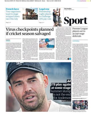 Guardian back page on Friday, 27 March