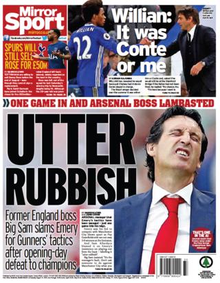 Mirror back page on Tuesday