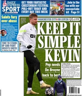 Back page of the Daily Express on 14 March 2023