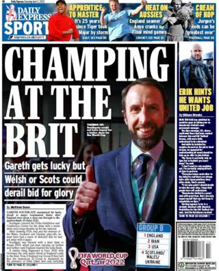 Back page of the Daily Express on 2 April 2022
