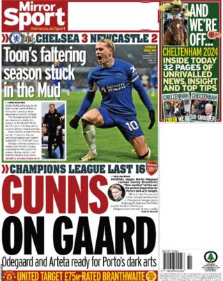 Back page of the Daily Mirror on 12 March 2024