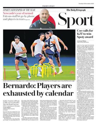 Back page of Tuesday's Telegraph