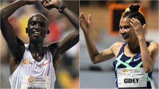 Joshua Cheptegei and Letesenbet Gidey collage