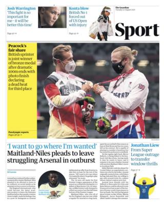 The back page of the Guardian
