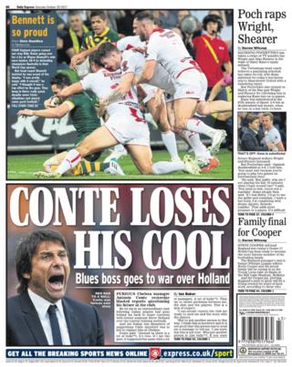 Daily Express back page on Saturday