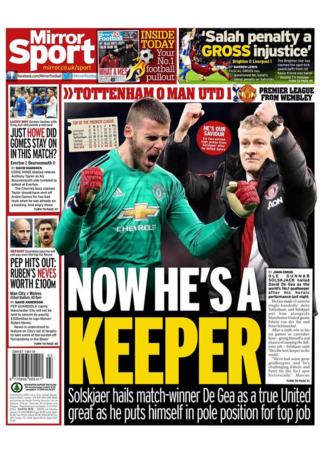 Monday's Mirror back page