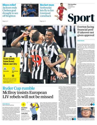 Guardian sports section - 28 September
