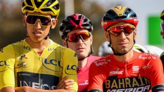 Egan Bernal and Vincenzo Nibali