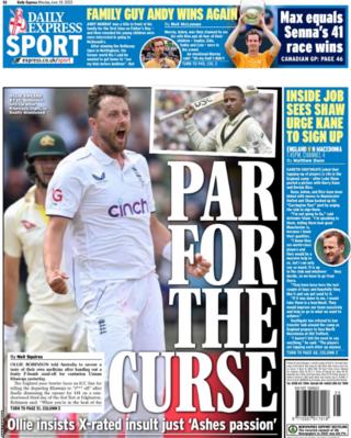 Back page of the Daily Express on 19 June 2023