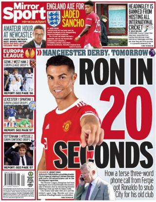 The back page of the Daily Mirror