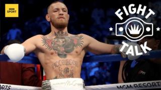 Ireland's Conor McGregor leans on the ropes ahead of his fight with American Floyd Mayweather 2017