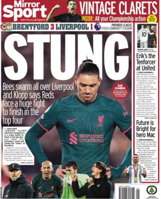 Back page of the Daily Mirror for January 3, 2023