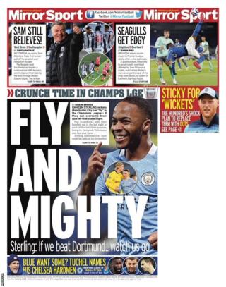 The back page of Tuesday's Mirror