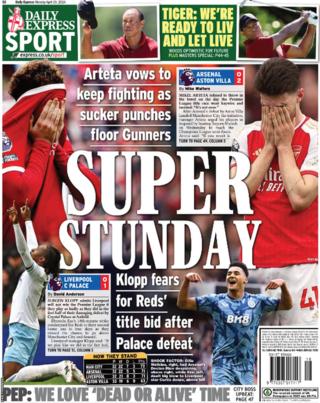 Back page of the Daily Express on 15 April 2024