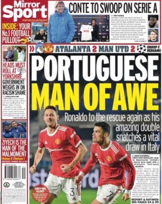 Back page of the Daily Mirror on 3 November 2021