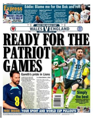 The back page of the Sunday Express