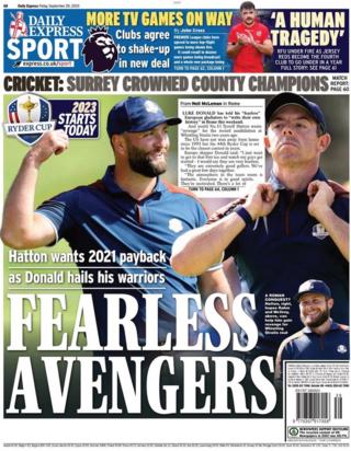 Daily Express back page - 29 September 2023