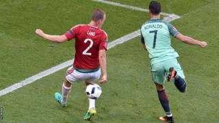 Cristiano Ronaldo scores against Hungary