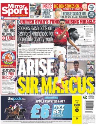 Saturday's Mirror back page