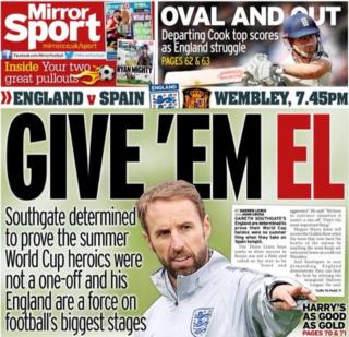 Saturday's Daily Mirror back page