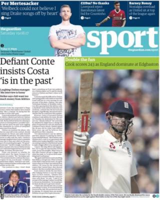 The Guardian sport section on Saturday